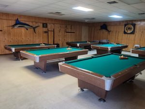 Pool tables at Woody Acres